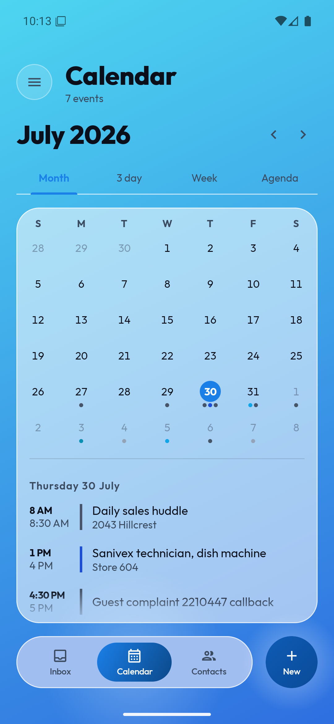 Gridlink Mail calendar view