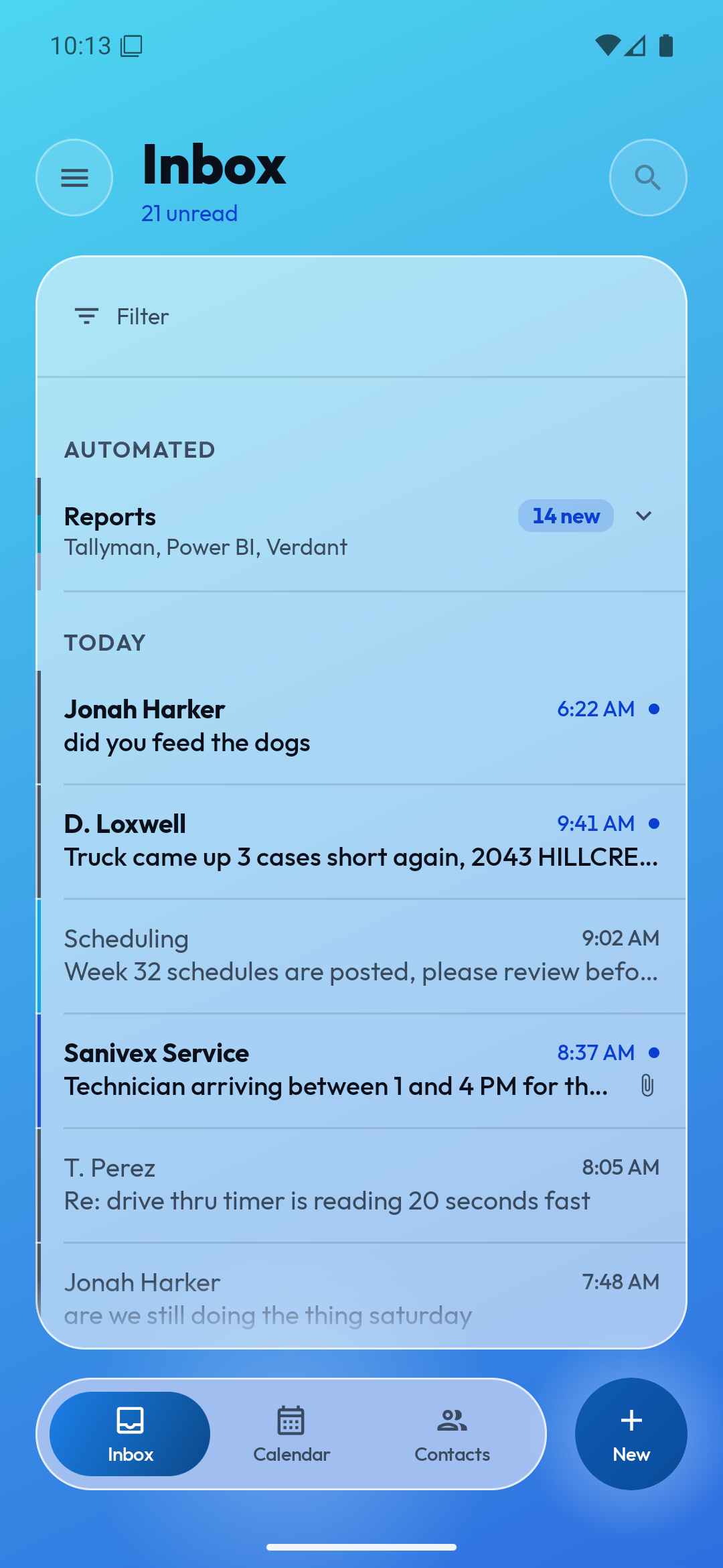 Gridlink Mail inbox screen